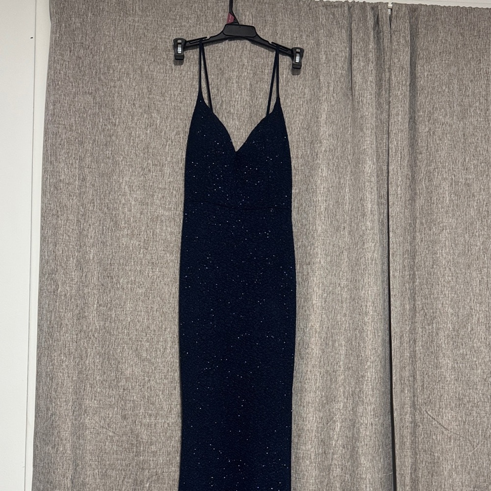 Windsor Sparkly Navy Blue Dress with V-Neck